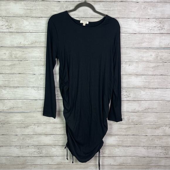 nine britton Dresses & Skirts - Nine Britton Ribbed Ruched Dress Black Size Large